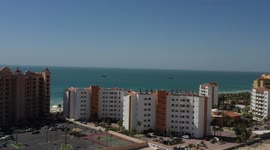 Aerial view of the Puerto Peñasco bay in Sonora, Mexico. landscape of beach, sea, hotel and real estate industry. Gulf of California desert. Sea of Cortez, Bermejo Sea