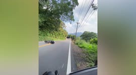 Motorcyclist crashes during overtake attempt