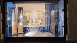 Glass Christmas Tree In The Window Of Selfridges Department Store In London