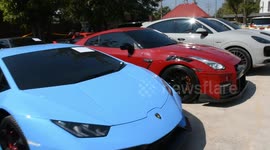 Sports cars seized from crackdown raids on gambling sites in Thailand