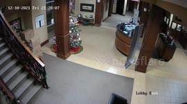 Terrifying moment tornado blows off front door of Kentucky bank