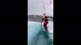 'Santa Claus ditches sleigh for wakeboard while passing through Lebanon'