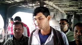 The victim and the coast guard rescue service talk about the ferry fire in Jhalokati, Bangladesh