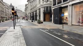 A deserted Regent Street in Central London resembles a ghost town on Christmas Day, 25 December 2021
