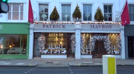 Festive decoration of Fulham Road luxury stores - Christmas Day