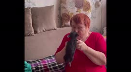 Woman surprises her grandmother with adorable puppy