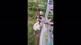 Watch - 72 year old daredevil Grandma fearlessly enjoys zipline in traditional saree in Kerala