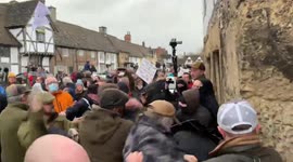 Lacock, Wiltshire. Avon vale hunt 2021. High street fight.