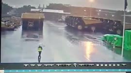 Security guard miraculously survives lightning bolt that struck his umbrella in Indonesia