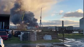 Public advised to close windows as raging fire at Belfast docks roars on