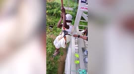 Adventurous 72-year-old ziplines across park in southern India
