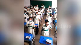 Students in northern China unwind between classes by performing Mongolian dance