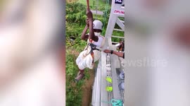 Adventurous 72-year-old ziplines across park in southern India