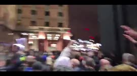 Brighton and Hove fans leaving Stamford Bridge this evening after Drawing with Chelsea FC 1 - 1