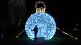 Enormous Christmas bauble sparkles outside Queen Elizabeth II Centre in Westminster