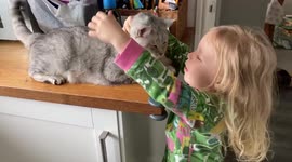 Little Girl Cuddling Cute Cat