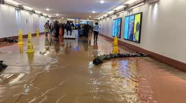 Iconic Union Station in Los Angeles flooded following heavy rain