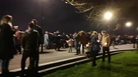 People In Greenwich after The New Years Eve Fireworks