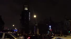 A lonely fireworks rocket marks the arrival of the New Year 2022 in London