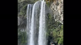 It's Cheonjiyeon falls in Jeju-do of South Korea. cataract waterfall, falls, cascade, korea cascade.