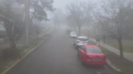 Flying through the fog! New Years is extremely foggy in Cleveland Heights, and this drone view from around the city and through the goalposts at the High School football field shows just how thick it is!