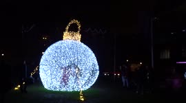 New Year 2022 celebrations at the giant Christmas bauble in Westminster