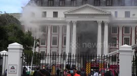 South African President visits scene of fire that broke out at Parliament