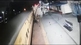 Indian railway security forces save Woman hanging between moving train and platform in Northern India