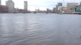 b roll of  full tide  river thames ,at vuaxhall nine elms london