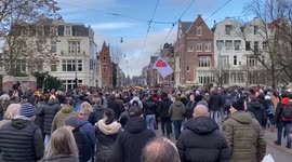 Netherlands: Thousands Protest Against COVID Restrictions In Amsterdam