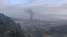 South Africa Parliament Fire from Table Mountain in Cape Town (Horizontal 2)