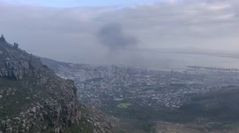 South African Parliament Fire from Table Mountain in Cape Town (Horizontal 3)