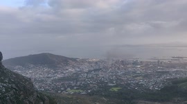 South Africa Parliament Fire from Table Mountain in Cape Town (Horizontal 3)