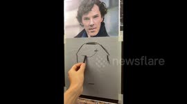 Charcoal drawing: the head of actor Benedict Cumberbatch