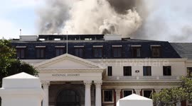 Fire at South Africa’s parliament flares up again