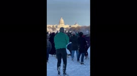 US: Snow Fight With First Snow Of Season At DC National Mall