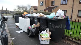 Shocking footage show piles of uncollected rubbish piled up on the streets of Birmingham after Omicron depletes refuse collectors