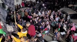 Locals celebrate after Palestinian prisoner Hisham Abu Hawash ends his hunger strike