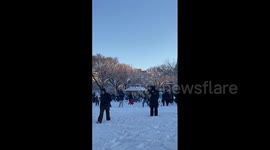 US: Snow Fight With First Snow Of Season At DC National Mall 2