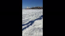 Sea freezes in Russia as temperatures plummet
