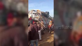 Truck full of goats overturns, locals resort to stealing in central India