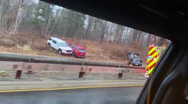 Slippery Connecticut conditions cause cavalcade of cars to crash