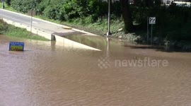 Massive flooding in Philadelphia, Pennsylvania, USA, on Route 676