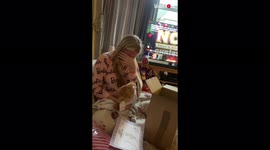 Super-emotional moment woman tears up after hearing voice of late friend in teddy bear Christmas gift