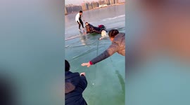 Chinese residents save family of three trapped in frozen lake