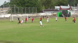 Terrible missed shot on goal in a soccer test match in Indonesia