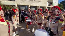 Orthodox Christmas: Marching bands play at Bethlehem's Church of the Nativity