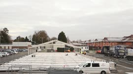 Builders continue to assemble the Omicron Surge Hub Nightingale Hospital, Solihull, West Midlands, United Kingdom, 06.01.2022
