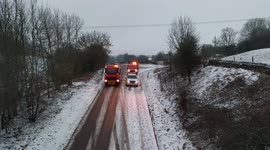 Police & Council close road at Middleton by Wirksworth due to pile-up caused by snow & ice