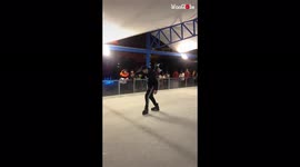 'Novice ice skater trying hard to avoid falling hard *Try Not to Laugh* '